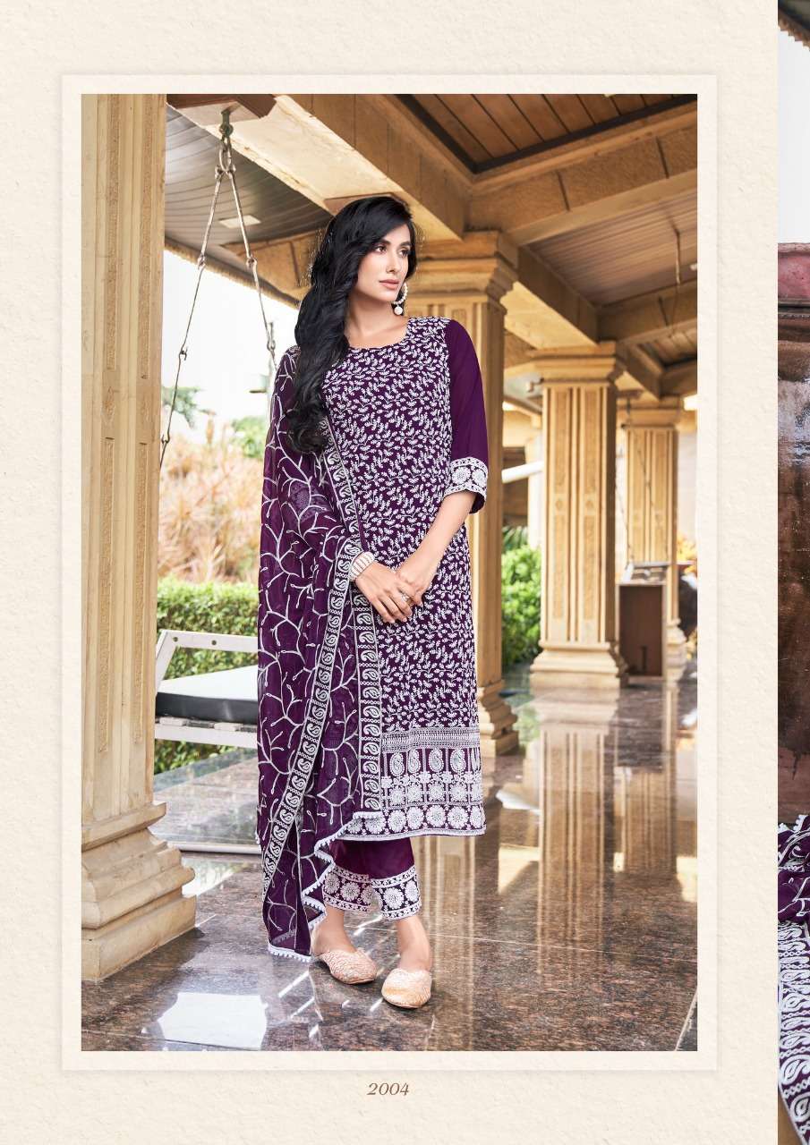 Parra Studio- Zoya Vol 2-fabric-georgette-kurti-shifali Work -inner-satin-fabric-embroidery-work-lace-pant-nazmin-chain Work-dupatta -2004